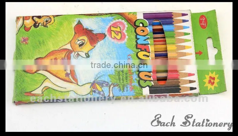 12pcs 7inchHB stripe color pencil in color box case set