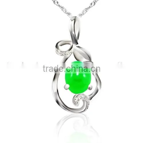 High quality special design jade inlaid sterling silver pendant