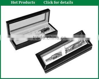Cherry wood pen box with transparent window