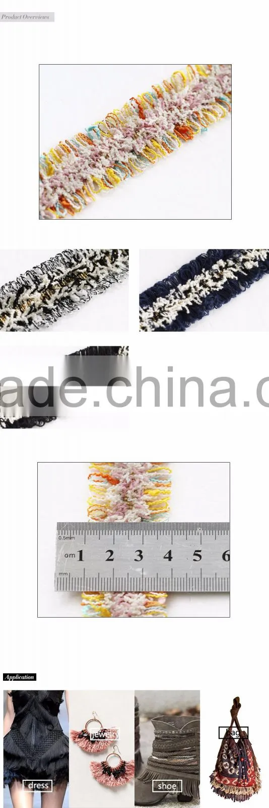 Cute style double loop fringed trim in Zhejiang