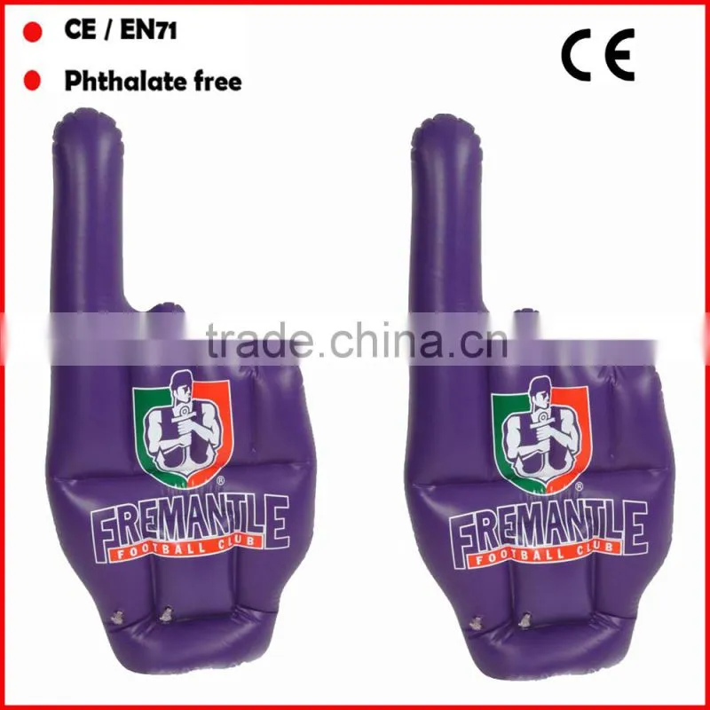 Promotional cheering toys 5 fingers inflatable hands with custom printing