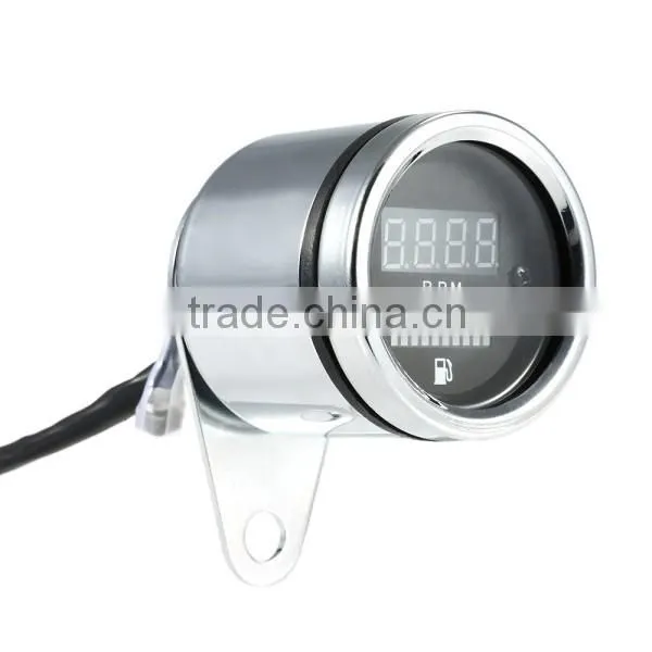 12V Motorcycle Digital 2 in 1 Tachometer RPM Shift Meter Fuel Gauge Meter with Digital LED Indicator