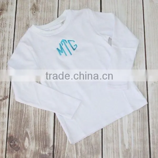 Good quality baby long sleeve ruffle shirts,Girls long T shirts,Long white T shirts