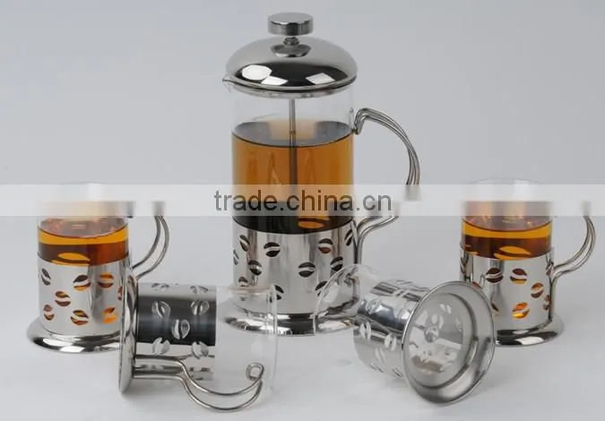 luxury SS borosilicate glass french press,coffee plunger,coffee maker
