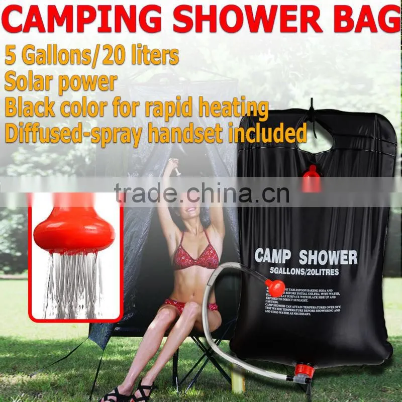 5 gallons/20 liters Solar Heating Camping Shower Bag Hot Water 45 centigrade Hiking