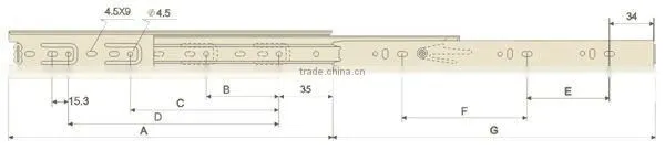 45MM Single Extension Furniture Hardware Ball Bearing Drawer Slide