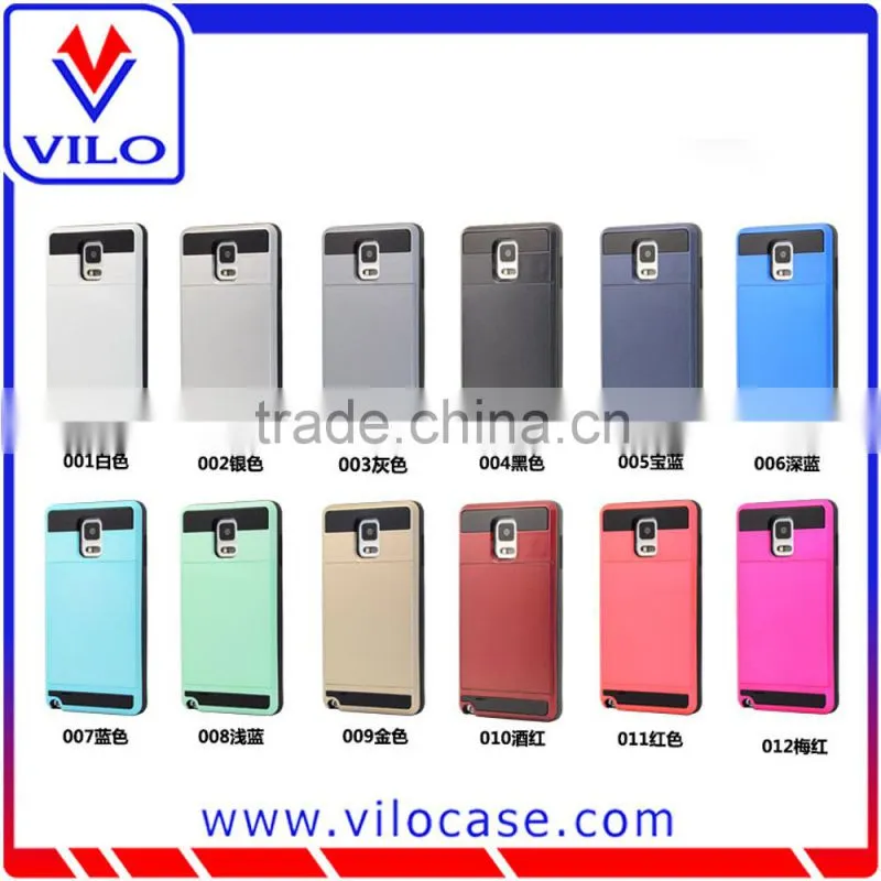 2 in 1 card holder tpu+pc hard back case for samsung Note 4