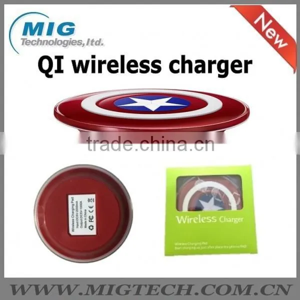 For samsung S6 edge QI wireless charger, for Samsung S6 edge Avengers edition Wireless charging pad Captain America Shield