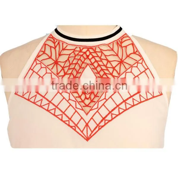 2016 sexy white chiffon tank tops hollow out neck chiffon tank tops