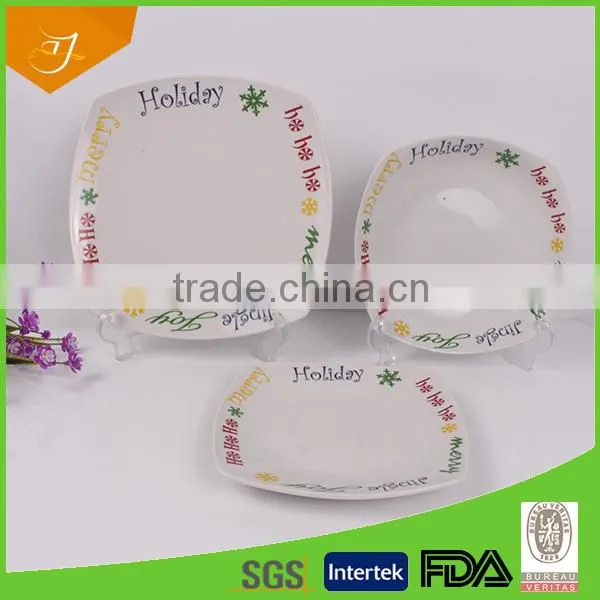 Square Ceramic Dinnerware Sets For Christmas,High Quality Ceramic Dinnerware