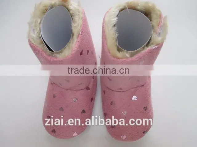 Lovely baby girl Boots cute print snow footwear suede leather baby fur winter shoes
