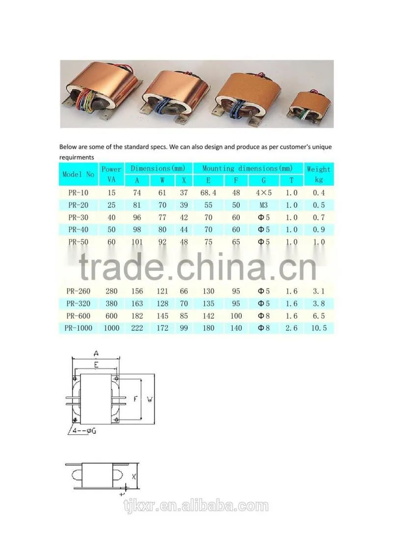 CE, ROHS, approved 15VA R core transformer
