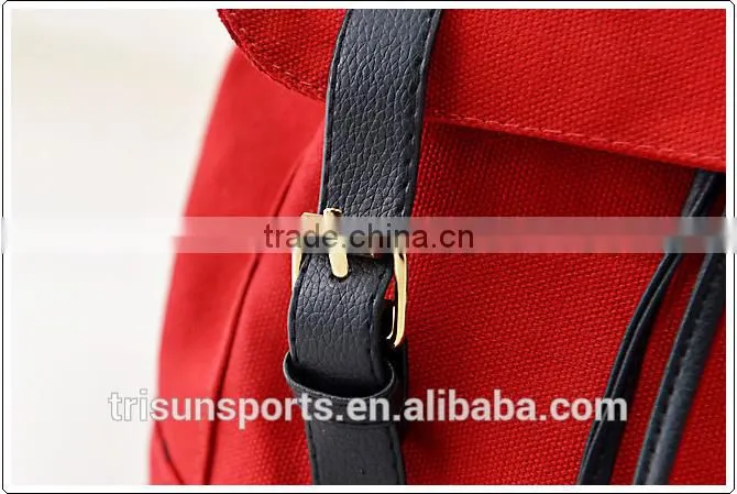 100% cotton red color drawstring backpack for school teenagers