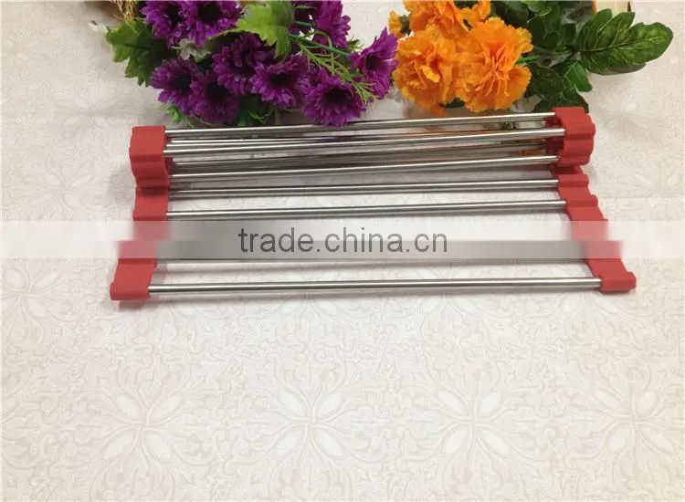 New products Stainless Steel Folding Drain Rack -Dish Drying Rack Tray