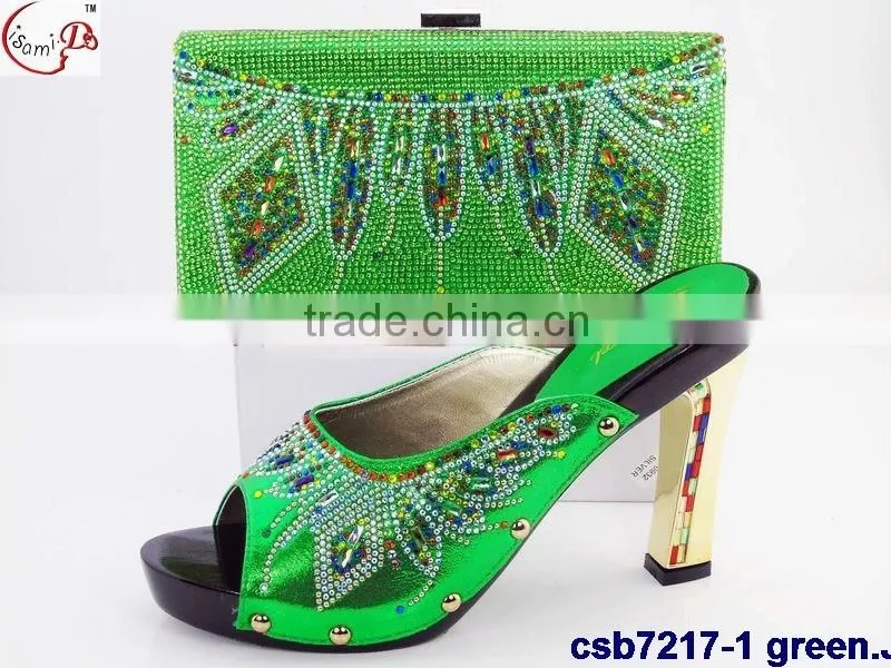 CSB7217 Top fashion latest fashion woman italy style high heel shoes and glitter bags