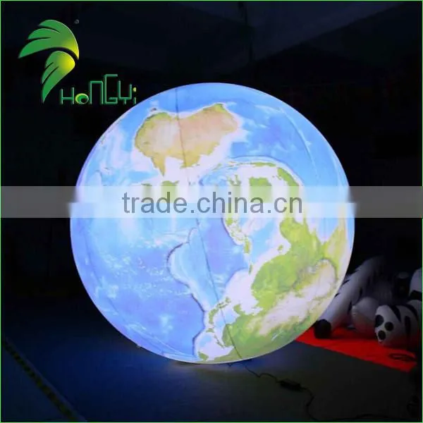 1M Diameter Party Restaurant Decoration PVC Inflatable LED Light Earth Globe Balloon