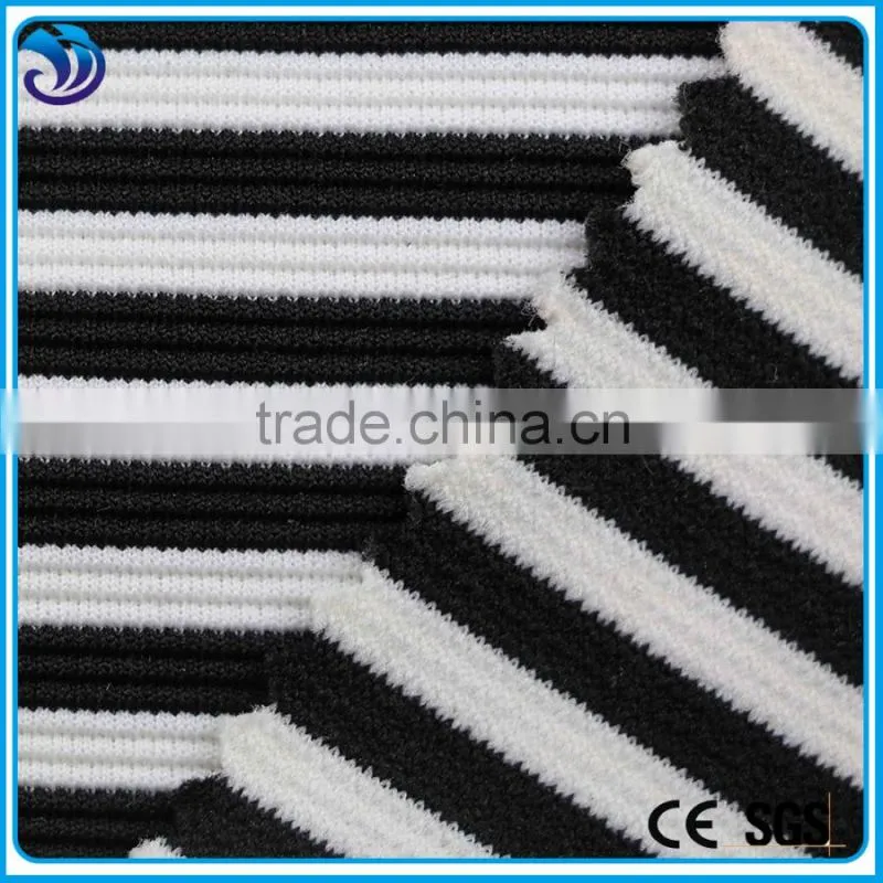 Classic design jacquard white and black stripe printed spandex polyester fabric