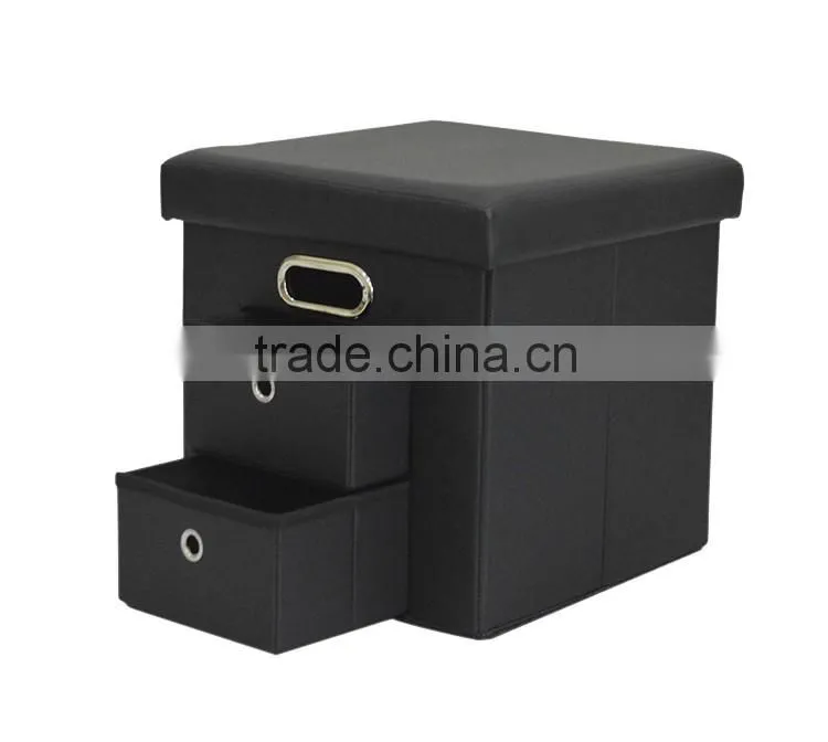 furniture folding collapsible storage ottoman storage stool with drawer