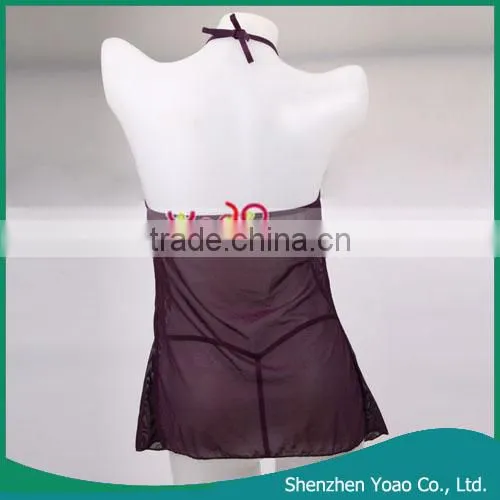 Sexy Sleeping Dress+ Open-crouched T-back Purple