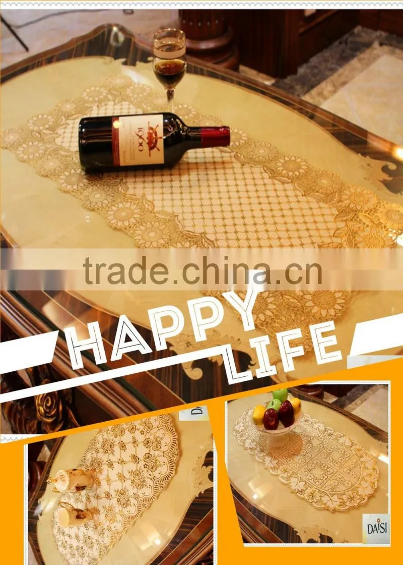 40x84 gold long Lace Tablecloth