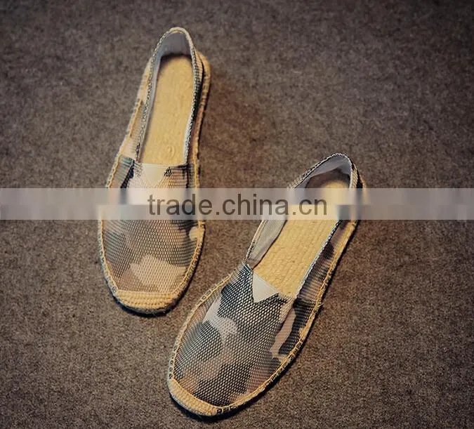 Men Canvas mesh Slip-On Espadrille Casual Shoes With Jute Sole