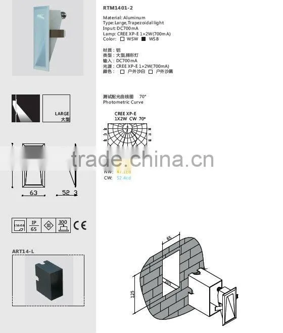 Waterproof IP65 2W Aluminum Outdoor LED Step Light