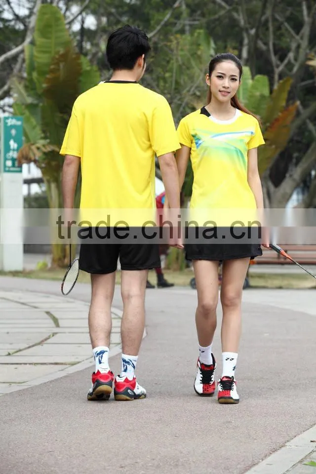 Couple's blue badminton wear,wholesale cheap badminton sport shirt,exporters badminton sport shirt