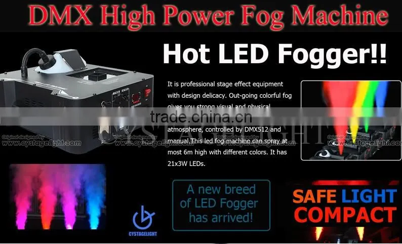 1500W Vertical Colorful Fog Machie Pump 21x3W LED RGB Smoke Machine