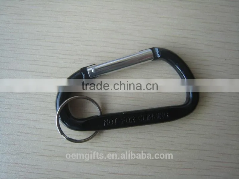 Large D Shaped Aluminum Carabiner With Keyring