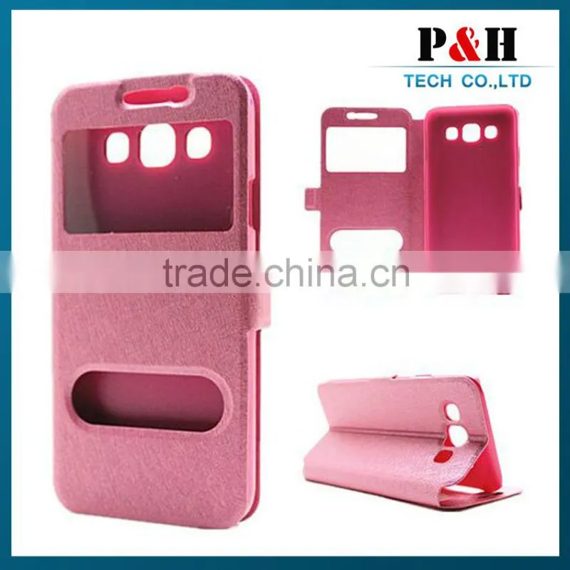 Flip Leather Cover Case For Samsung Galaxy E7 With Caller Id Display Window