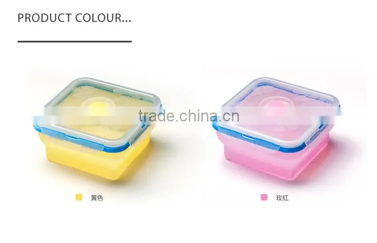 2014 cute silicone collapsible lunch box /storage box