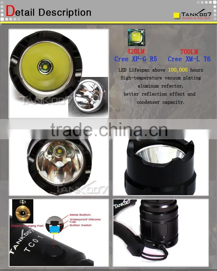 led flashlight work light police torch 12v hunting lights