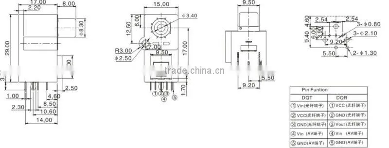 electric connector / optic fiber jack DQT(R)-009A