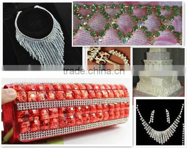color rhinestone cup chain trimming for wedding decoration