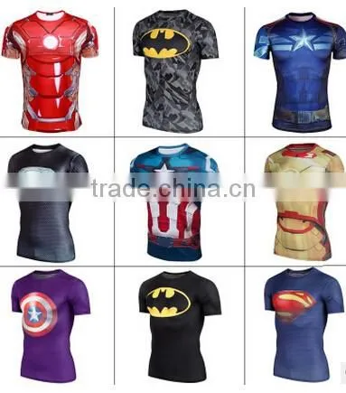 Mens Superhero Long Sleeve Cycling T-Shirt Pro Slim Quick Dry Compression T-Shirt