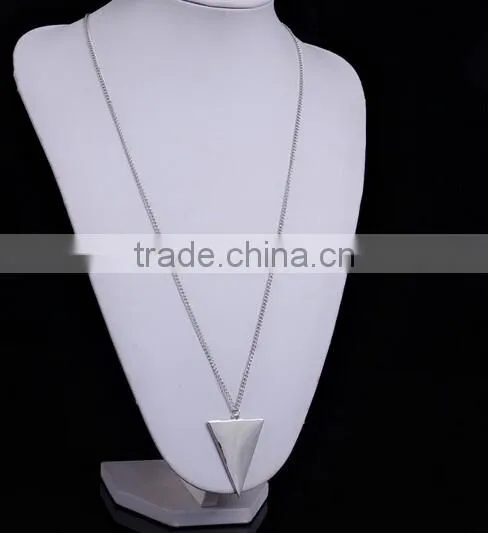 Geometric Triangle Shape Pendant Gold Plated Chain Collar Statement Necklace