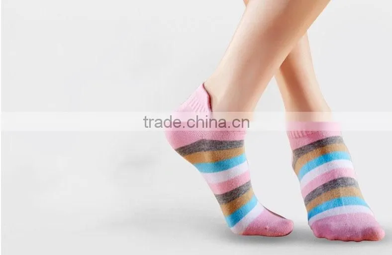 pink stripe cotton socks crew socks ankle socks