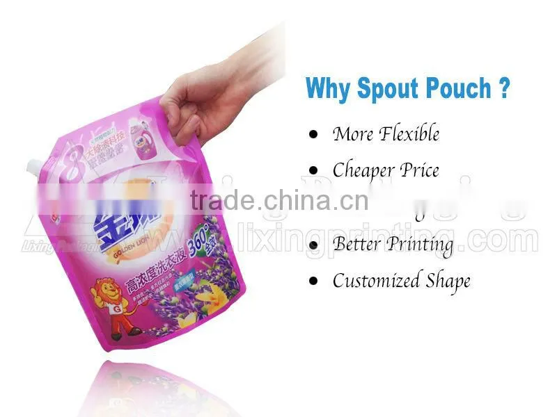 Standing detergent packaging spout pouch