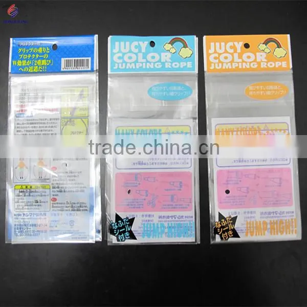 Custom plastic opp printed header poly bag with self adhesive tape and round hole