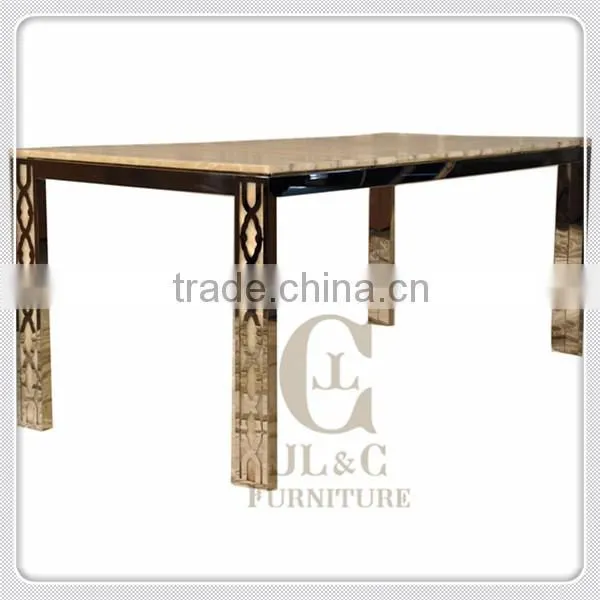 Luxury Dining Room JT15-02 Dining Table Furniture Set Square Stainless Steel New Design 2015