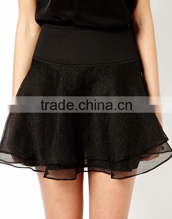 Hot-selling black mini skirt wholesale latest skirt and blouse for woman