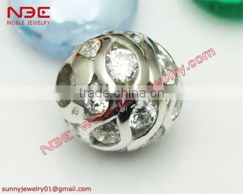 925 silver bead necklace with AAA zircon stone
