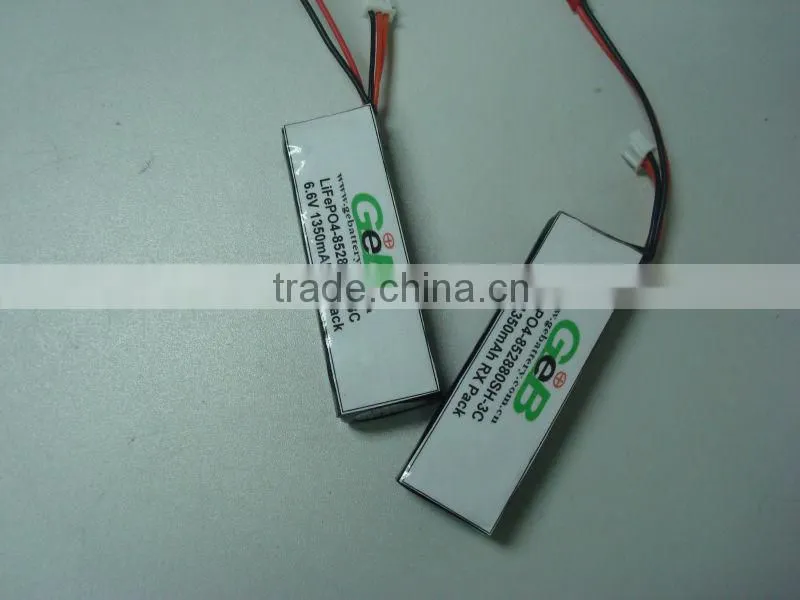 RC lifepo4 battery pack 6.6V1350mAh 2S 3C 852880