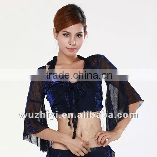 Affordable new hot selling shinning belly capelet | sexy sequin rose belly dance top (SZ006)
