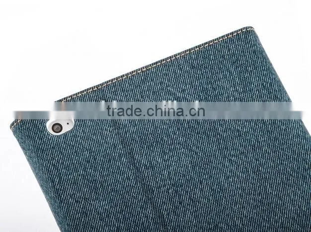 Wholesale price factory strong protect pocket jeans leather tablet cover for ipad