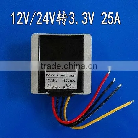 waterproof DC DC buck convertor,DC 12V/24V (6V-40V)input,3.3V/25A/82W output