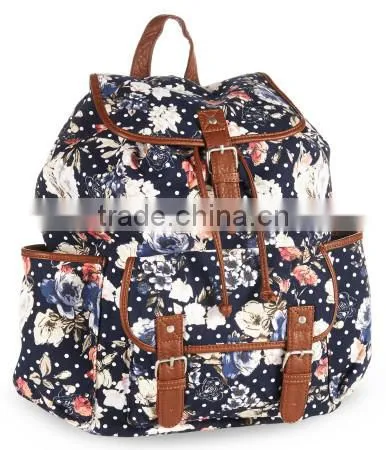 Printed lady women girl Canvas custom Backpack bag