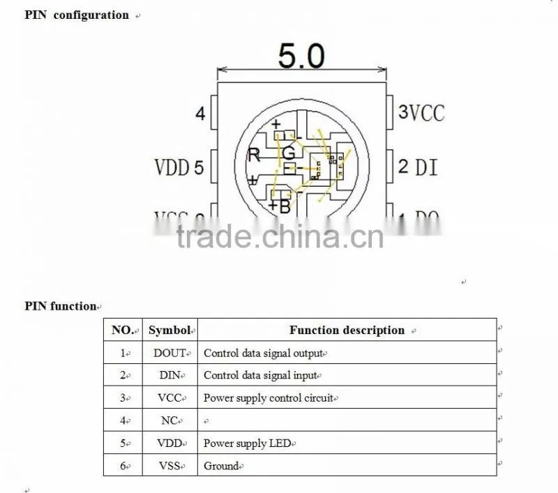 IC embedded SMD5050 RGB color 6 PIN WS2812, WS2812S
