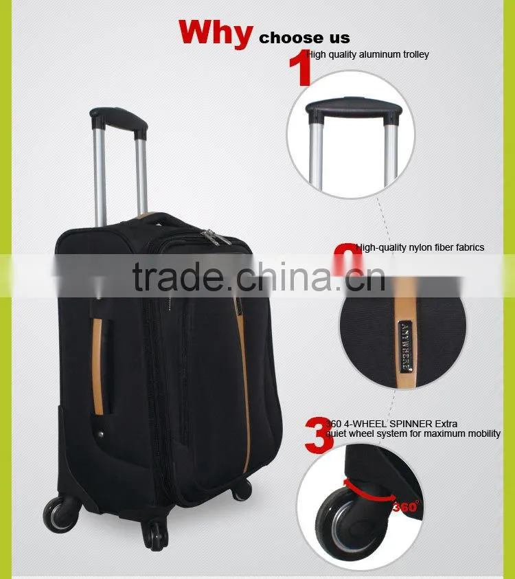 1680D Black Fine Design Inside Trolley travel Luggage Bag Set