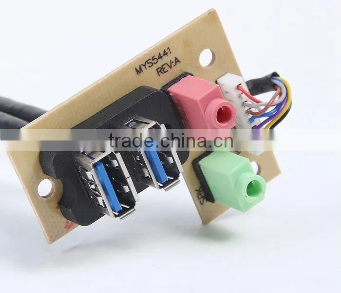 USB3.0 cable elbow+usb 2.0 female+audio cable+PCB13133 panel mount cable